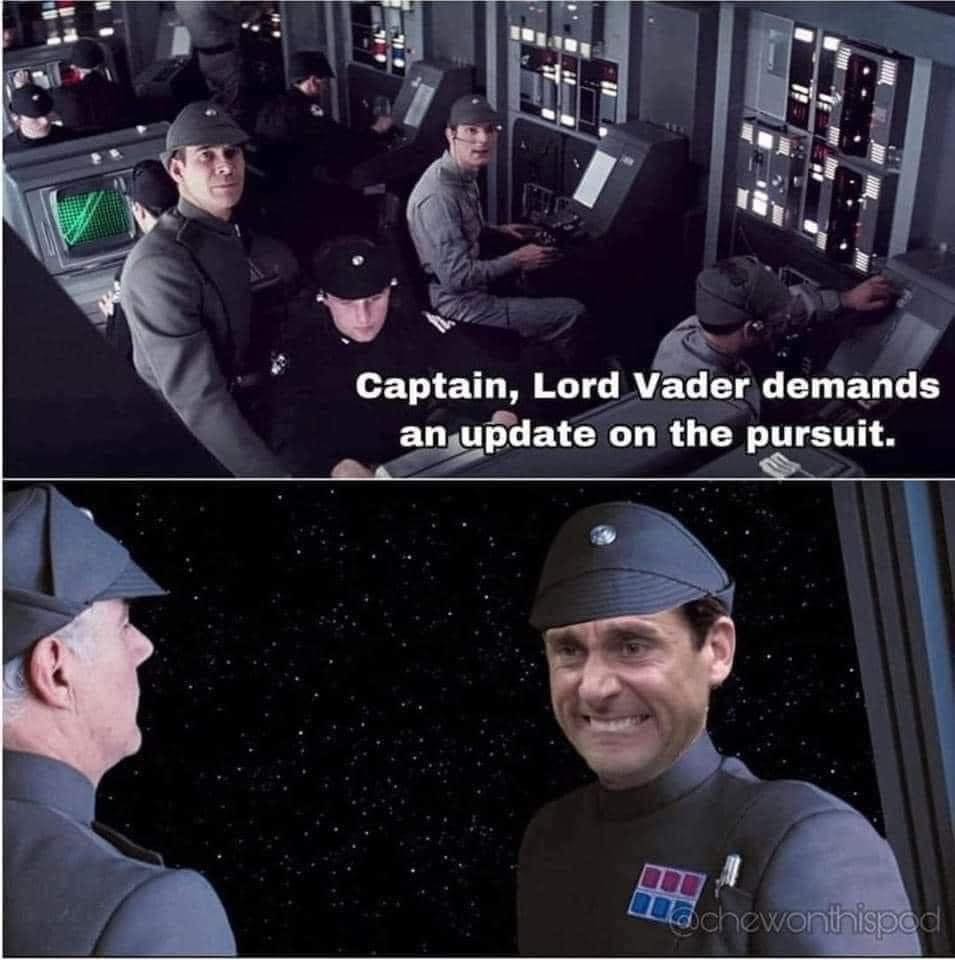 This meme is a play on the iconic "I find your lack of faith disturbing" line from the Star Wars franchise. It features a screenshot of the character Admiral Ackbar from the movie "Return of the Jedi," but with his face Photoshopped onto the body of a Stormtrooper. The text overlay reads: "I find your lack of snacks disturbing."